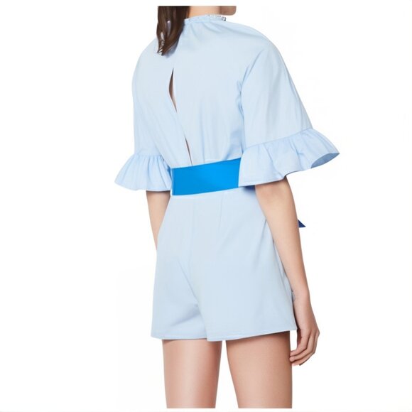 Sz40 NEW Sandro Rosalyn Blue Romper with Ruffle Details - US 8 - Picture 14 of 14